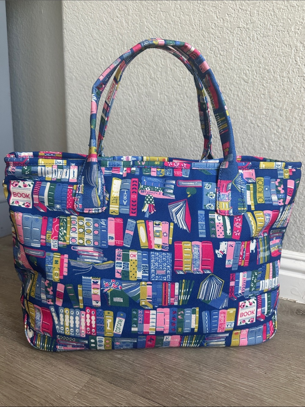 A Book Lover’s Tote Bag Library Travel Cotton Carryall - Fun Blue Print